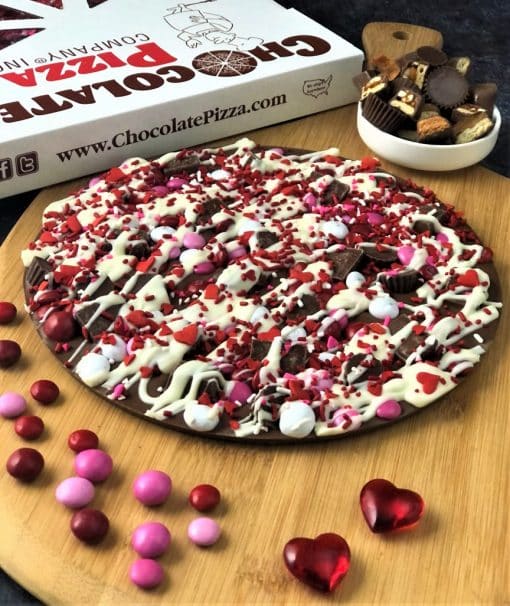 milk chocolate pizza topped with candy