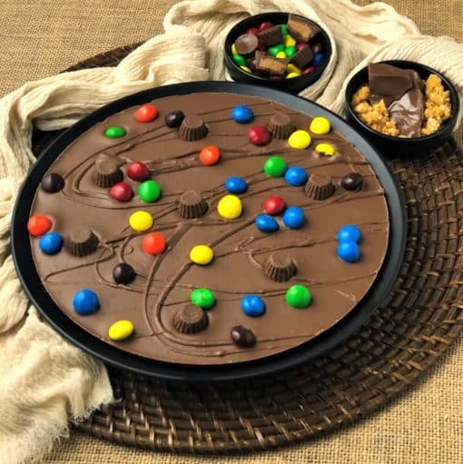 peanut butter cups on Chocolate Pizza