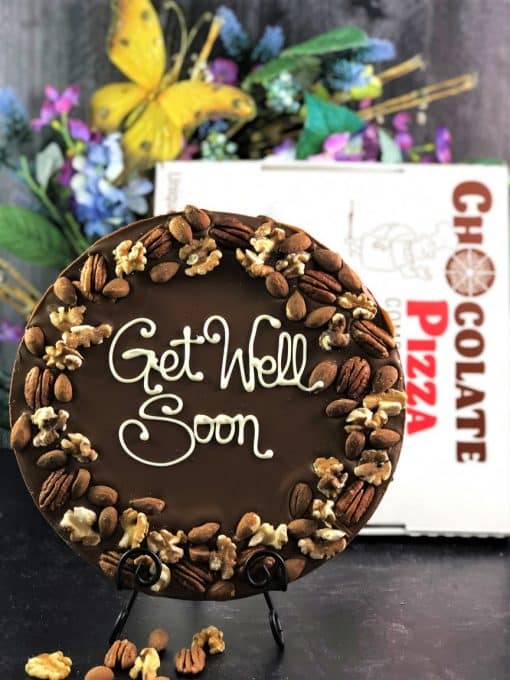 dark chocolate pizza with nuts get well soon