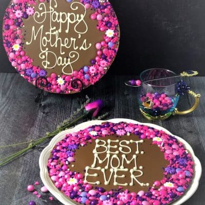 mothers day gift chocolate pizza on plate