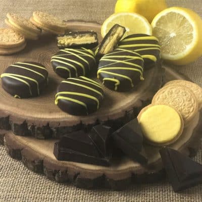 lemon OREO cookies in dark chocolate