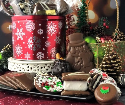 12 days of Christmas tin holds gourmet chocolate treats